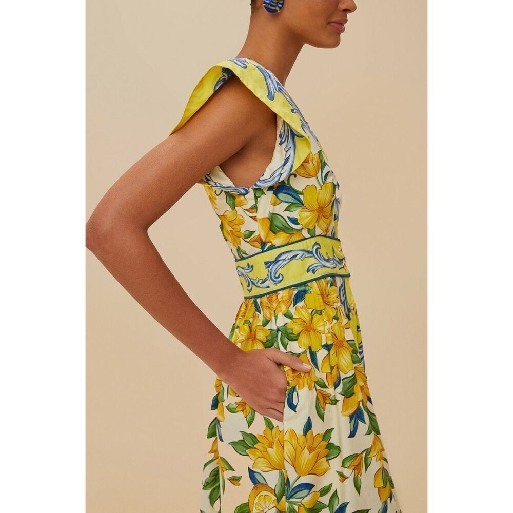 Farm Rio Women's Multicolor Sicily Scarf Print Cotton Maxi Dress Size Small NWOT - Picture 5 of 15